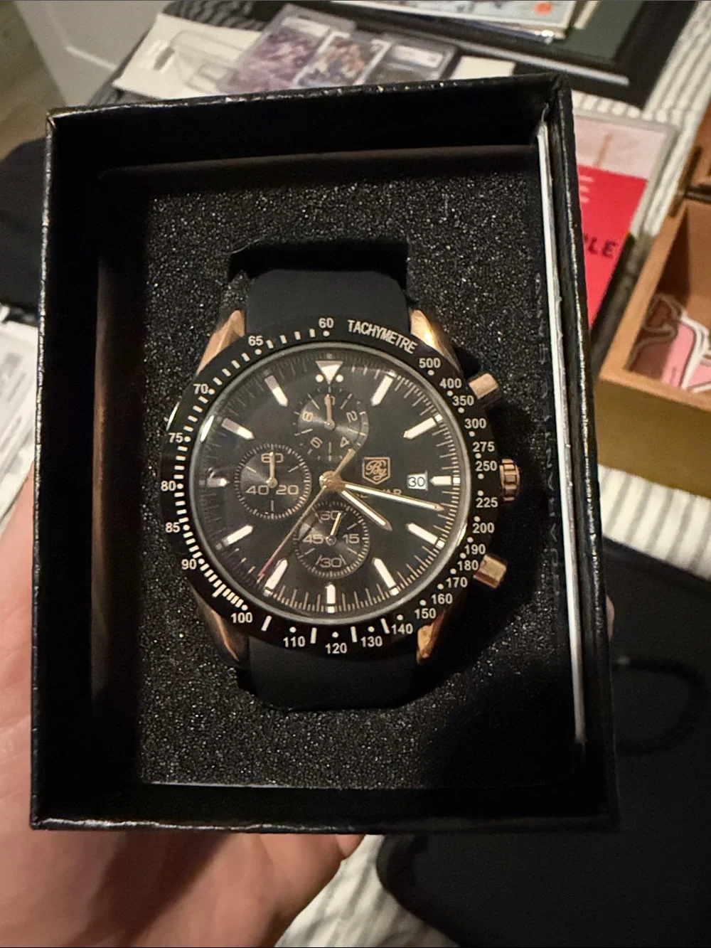 Men's Black and Rose Gold Chronograph Watch - Benyar (Pagani Budget Brand)
